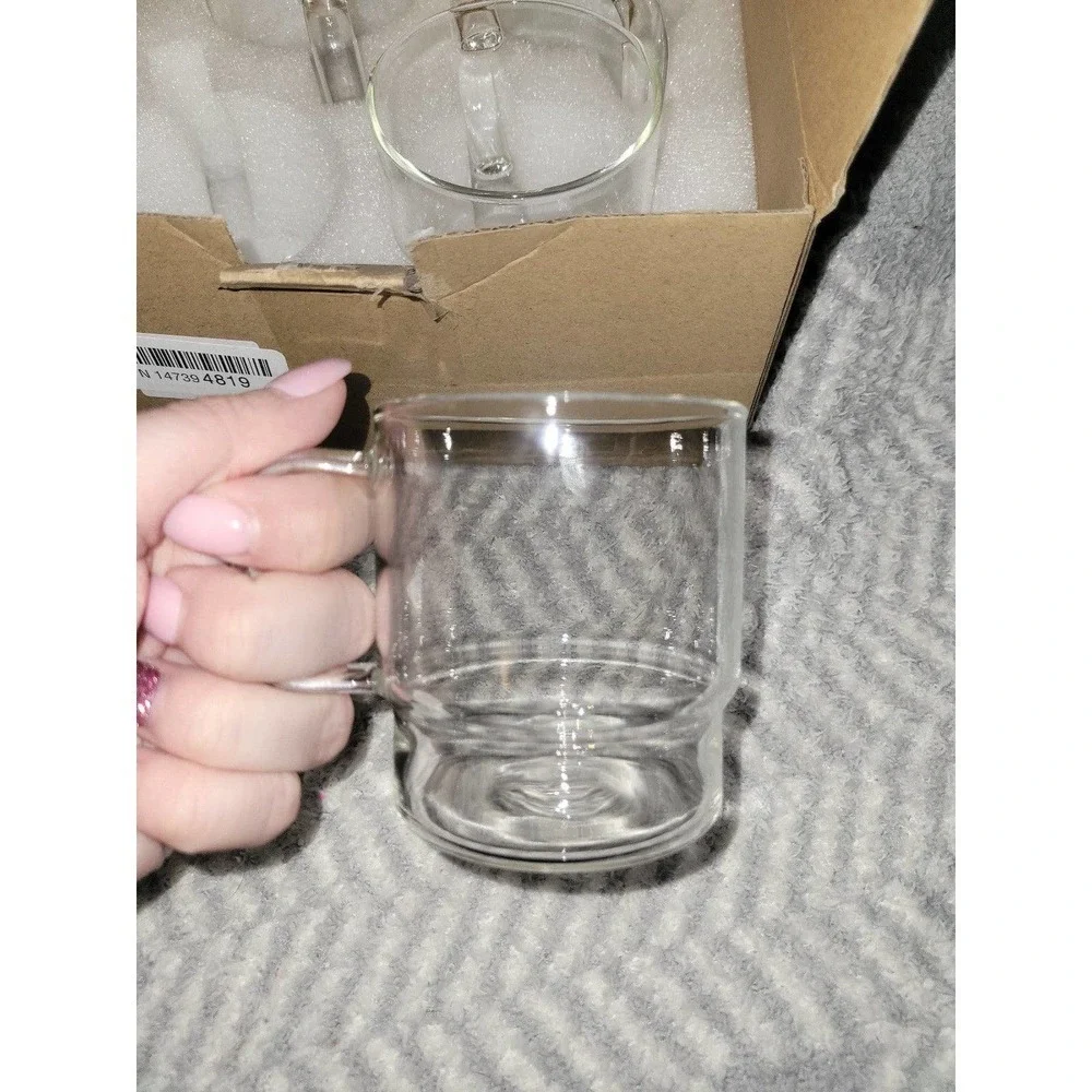 Drinking Glasses Set Of 4 Clear Class With Handle